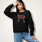 Two Heart in Two Wine Glass Rhinestone Shirt: Special Wine Gift for Valentine's Day