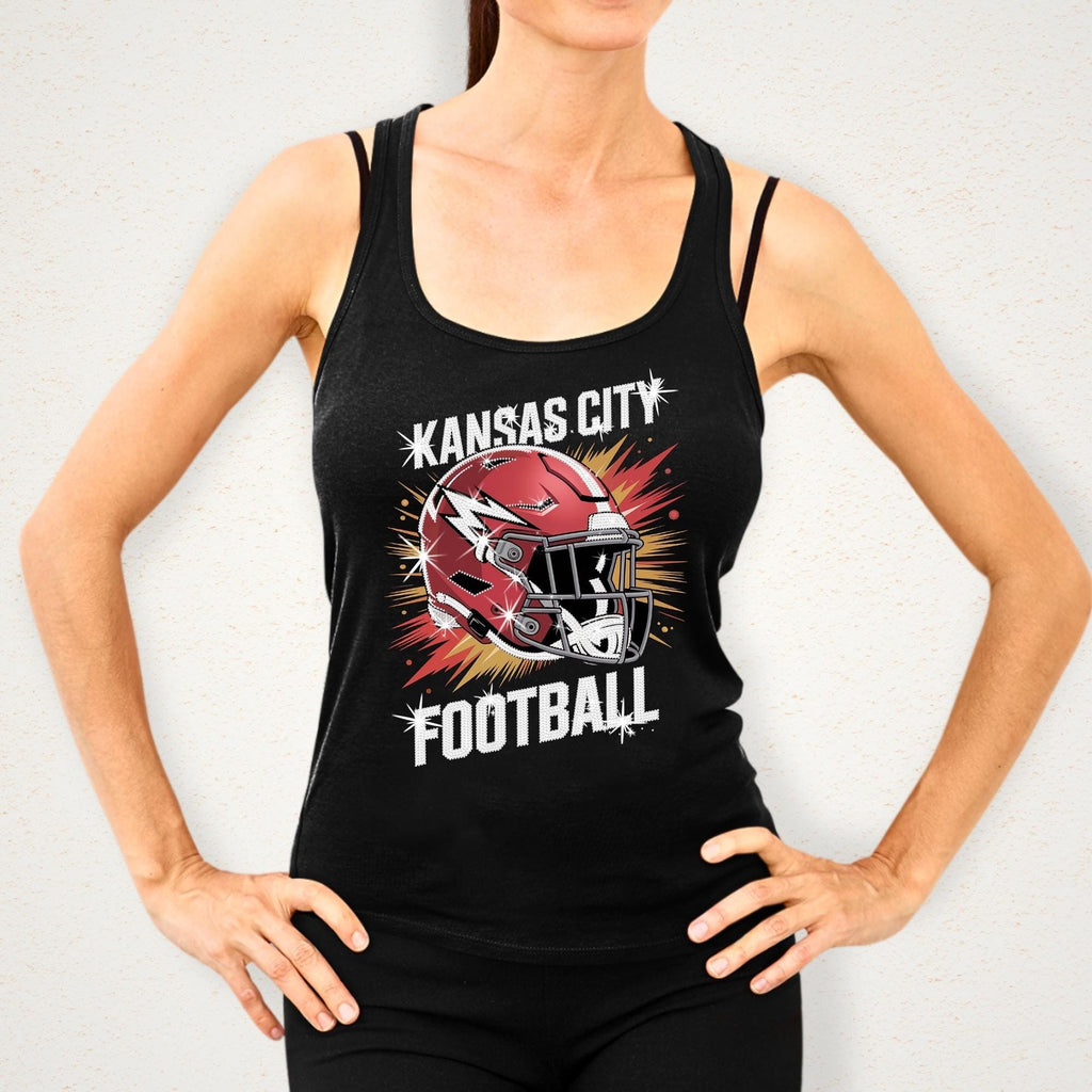 Kansas City Bling Rhinestone Football Shirt: Game Day Sparkly DTF Rhinestone Tee