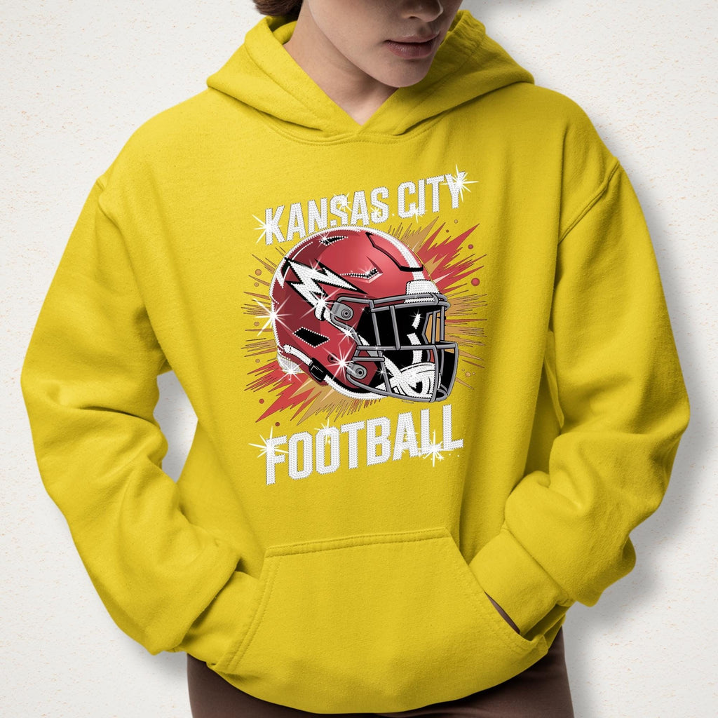Kansas City Bling Rhinestone Football Shirt: Game Day Sparkly DTF Rhinestone Tee