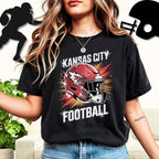 Kansas City Bling Rhinestone Football Shirt: Game Day Sparkly DTF Rhinestone Tee