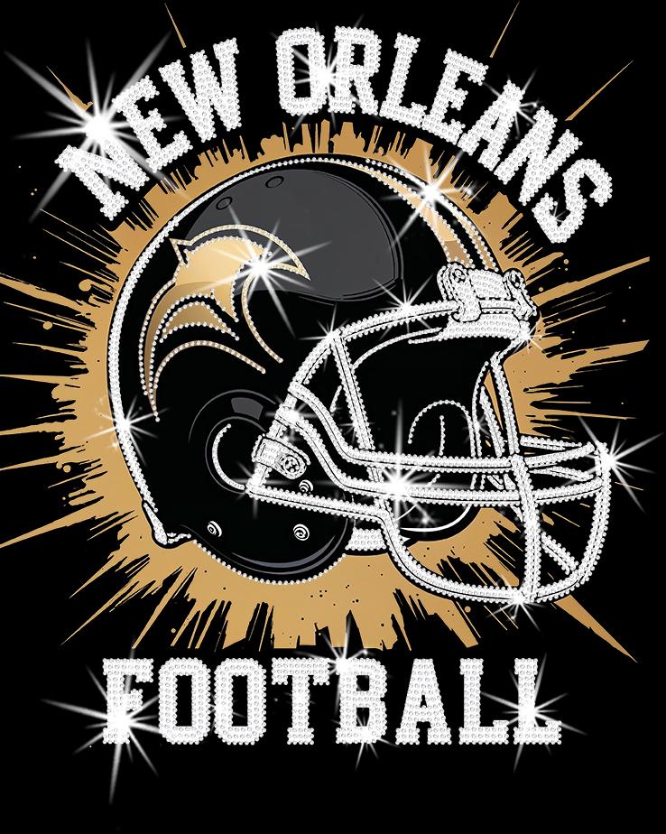 New Orleans Football DTF Rhinestone Shirt: Bling Game Day Tee
