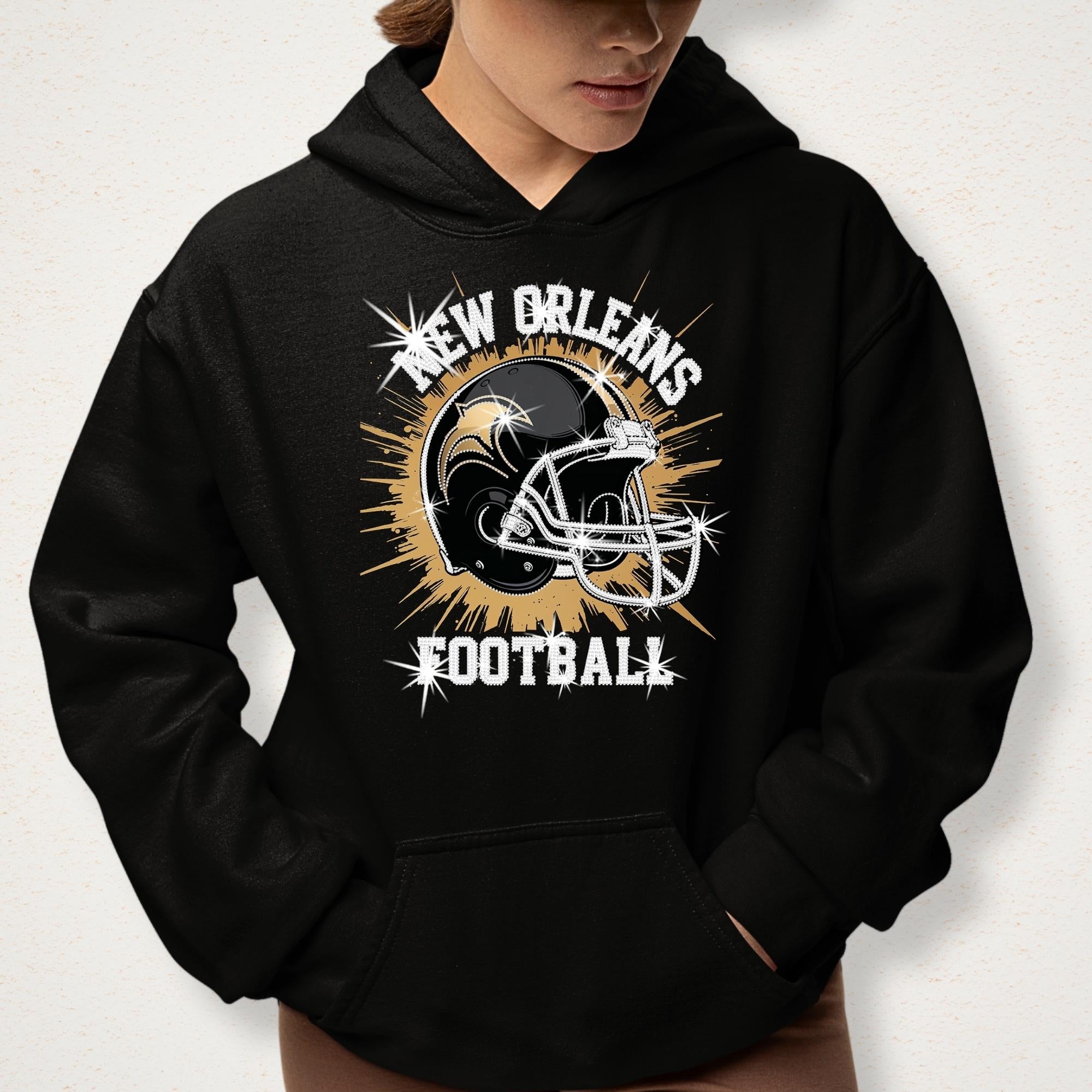 New Orleans Football DTF Rhinestone Shirt: Bling Game Day Tee Secondary image