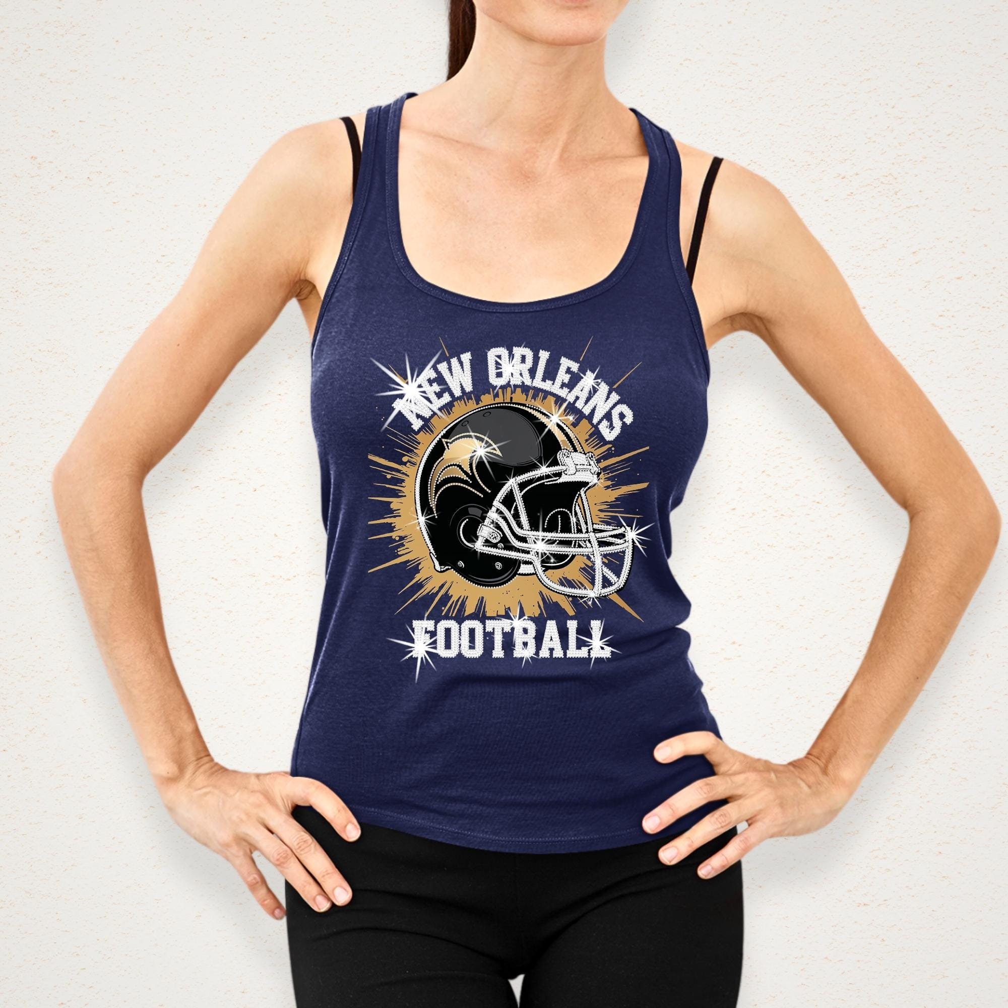 New Orleans Football DTF Rhinestone Shirt: Bling Game Day Tee