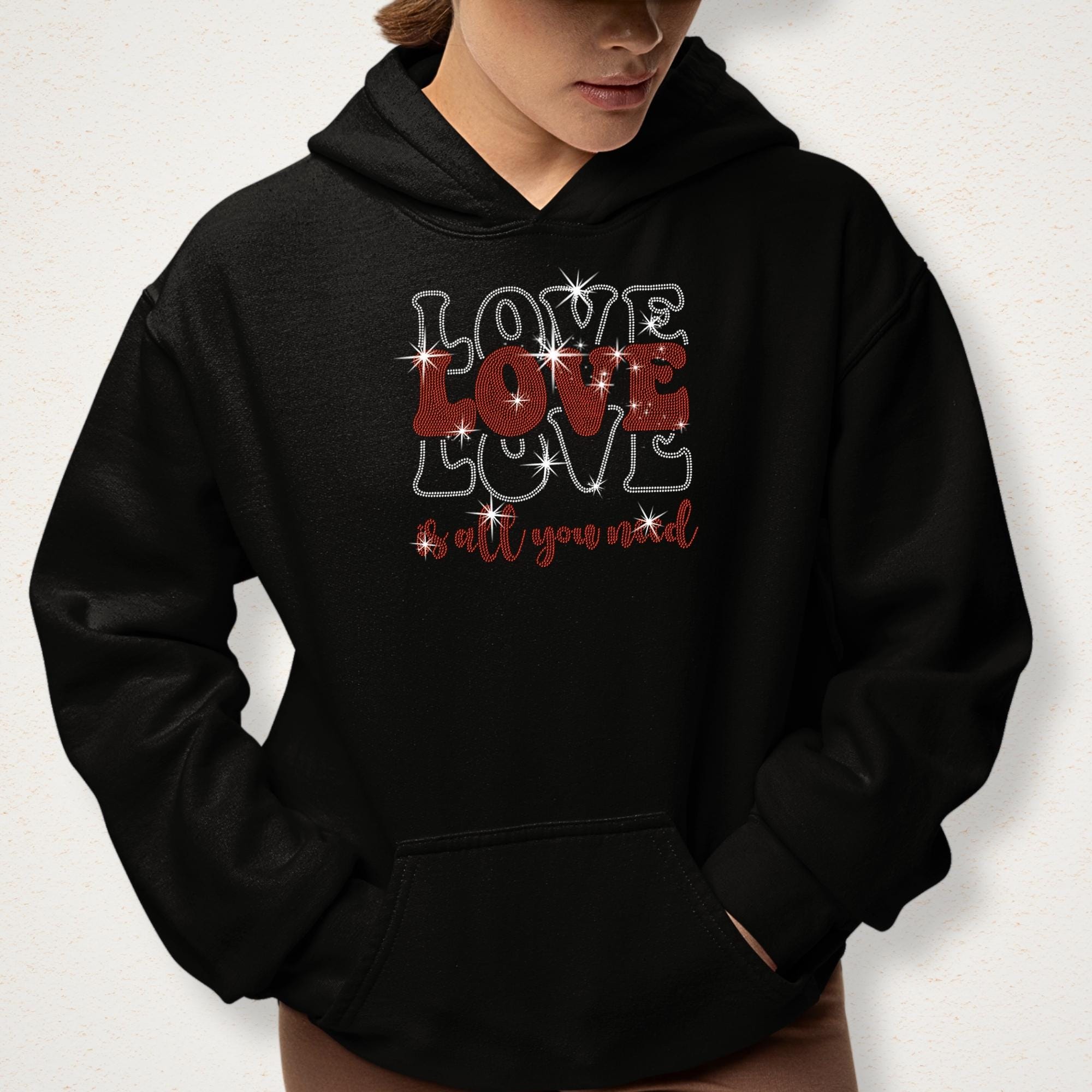 Love Is All You Need Rhinestone Shirt: Valentine's Day Tee Gift for Couples