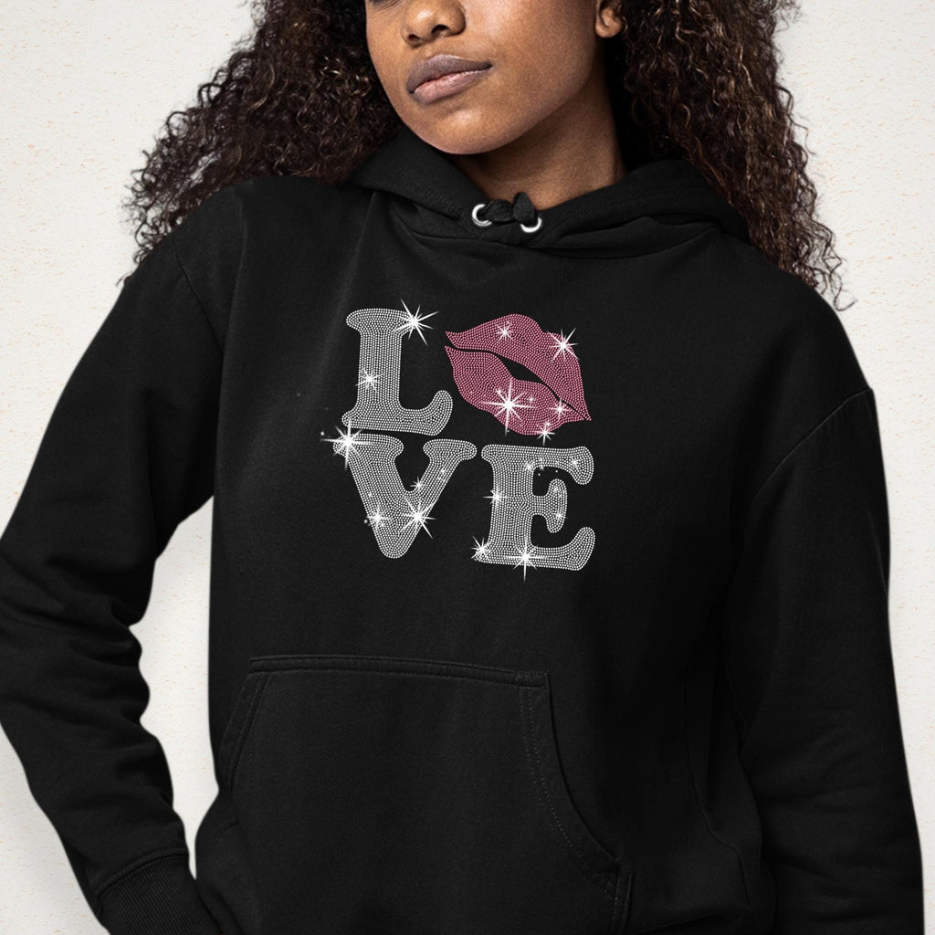 Love with Lips Rhinestone Shirt: Retro Trendy Love Tee