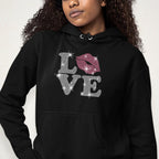 Love with Lips Rhinestone Shirt: Retro Trendy Love Tee
