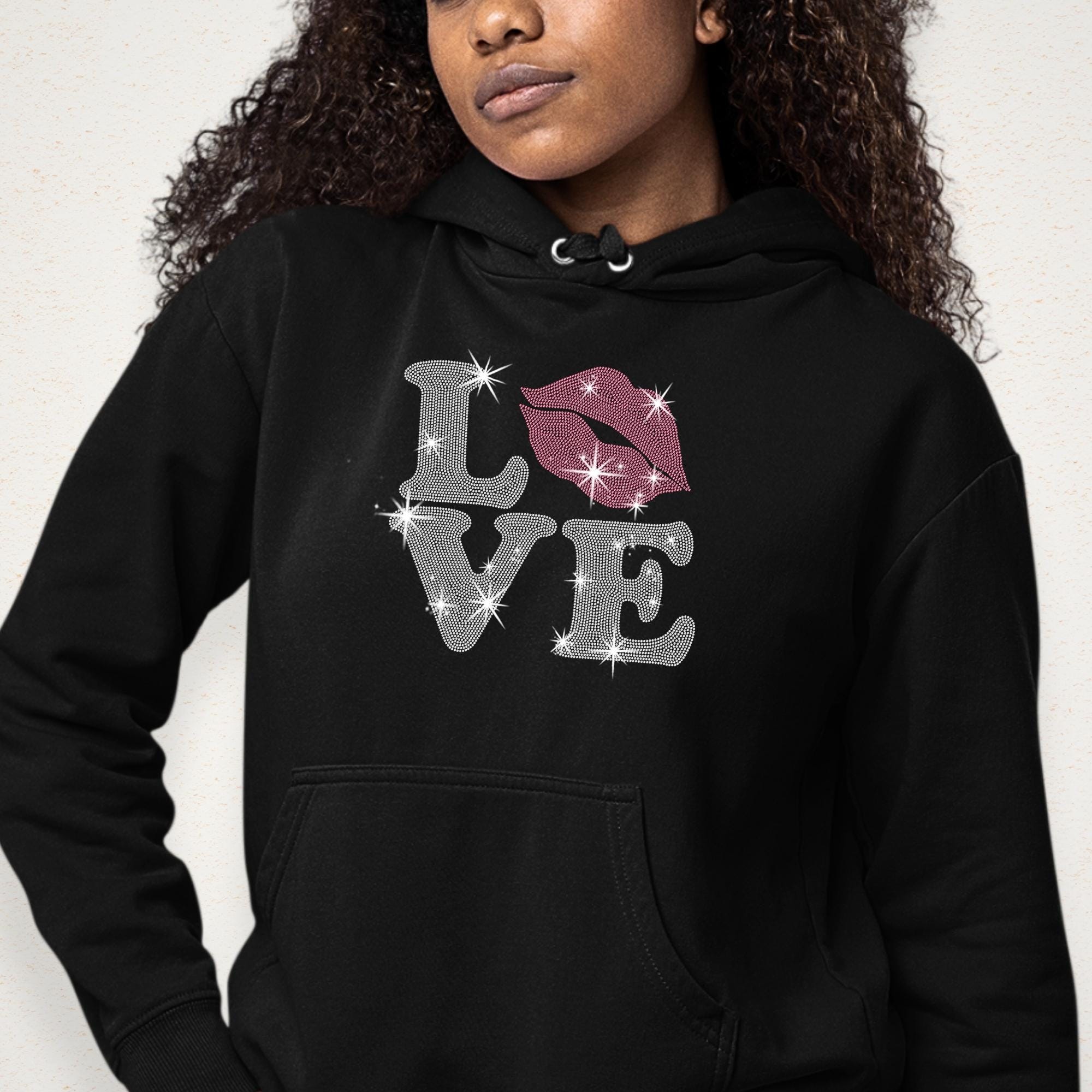 Love with Lips Rhinestone Shirt: Retro Trendy Love Tee