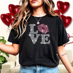 Love with Lips Rhinestone Shirt: Retro Trendy Love Tee