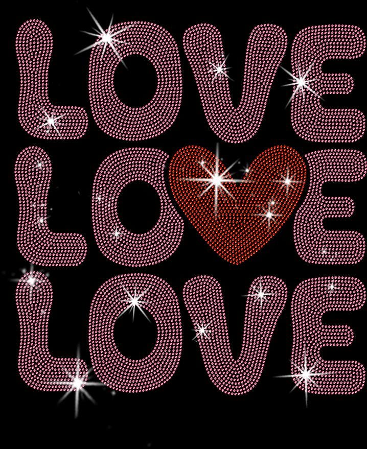 Love with Heart Rhinestone Shirt: Valentine's Day Sweatshirt for Women