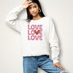 Love with Heart Rhinestone Shirt: Valentine's Day Sweatshirt for Women
