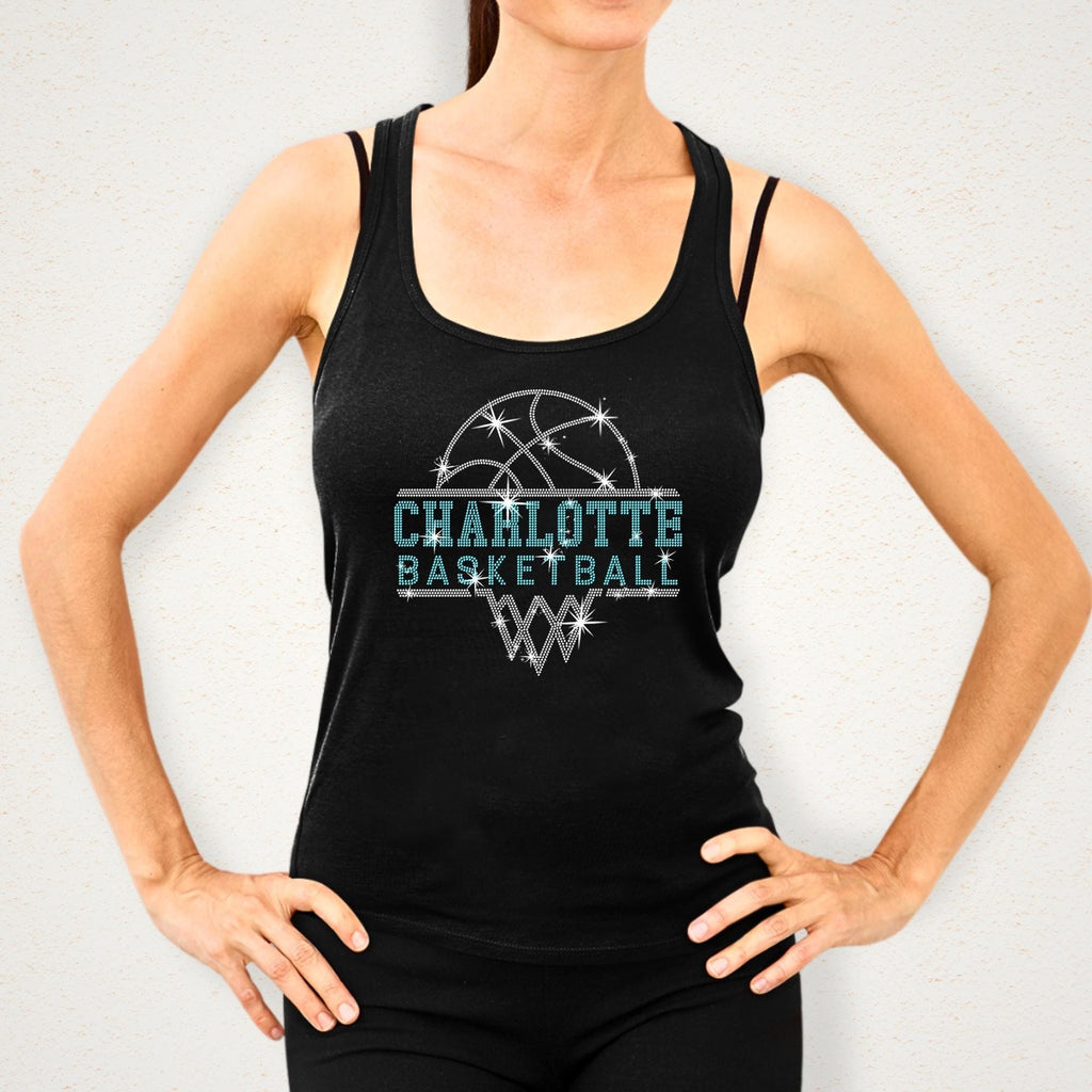 Charlotte Basketball Sports Team Rhinestone Shirt: Basketball Game Day Bling Hoodie