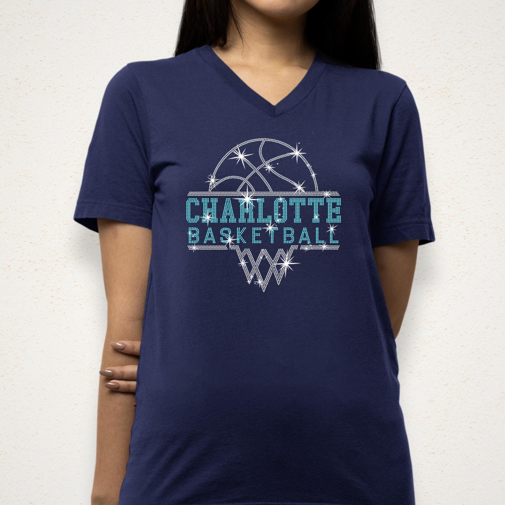 Charlotte Basketball Sports Team Rhinestone Shirt: Basketball Game Day Bling Hoodie