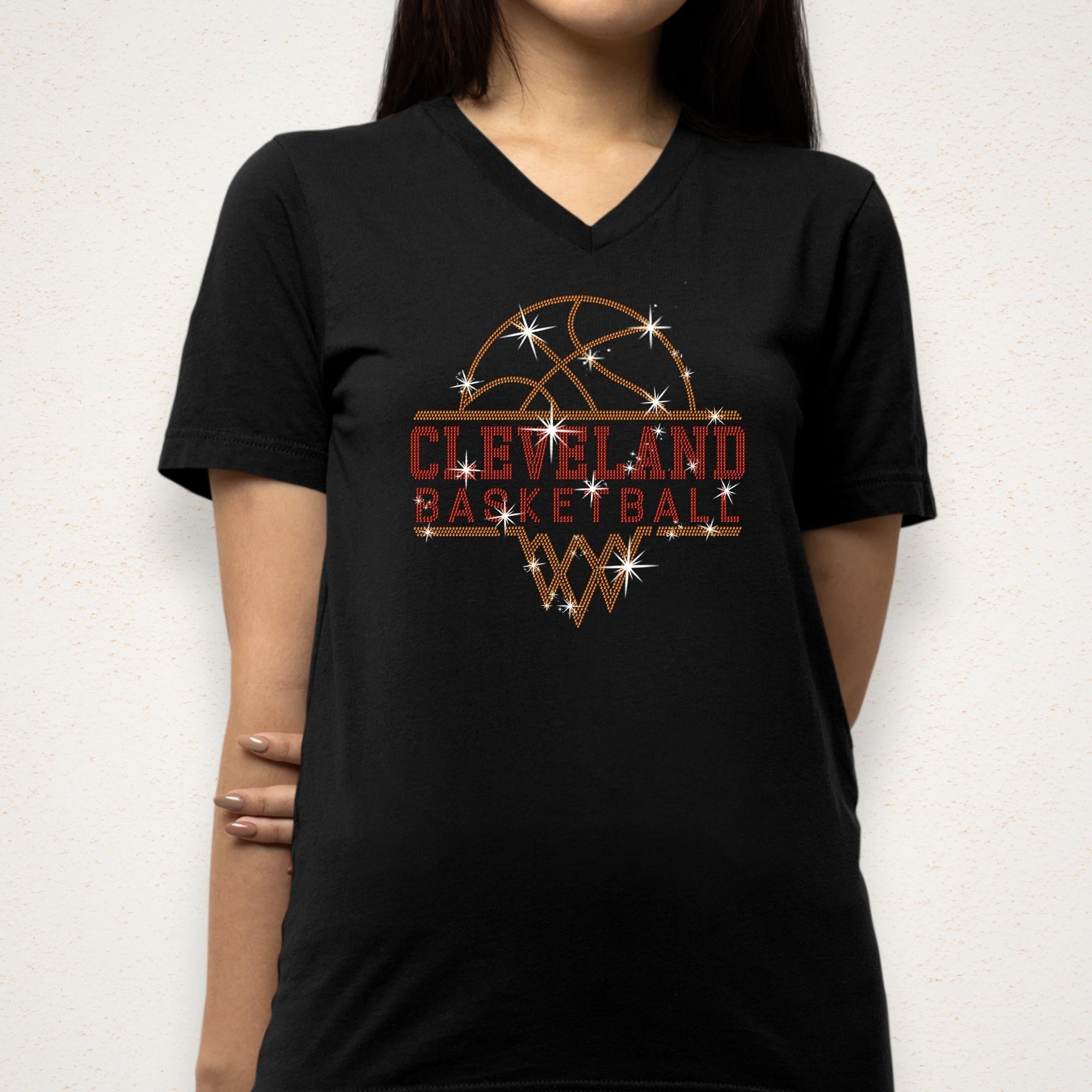 Cleveland Basketball Sports Team Rhinestone Shirt: Basketball Team Fans Bling Outfit