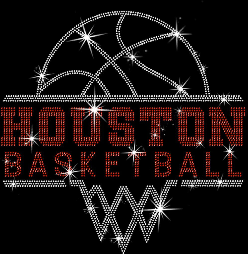 Houston Basketball Sports Team Rhinestone T-shirt: Basketball Team Retro Bling Shirt