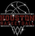 Houston Basketball Sports Team Rhinestone T-shirt: Basketball Team Retro Bling Shirt