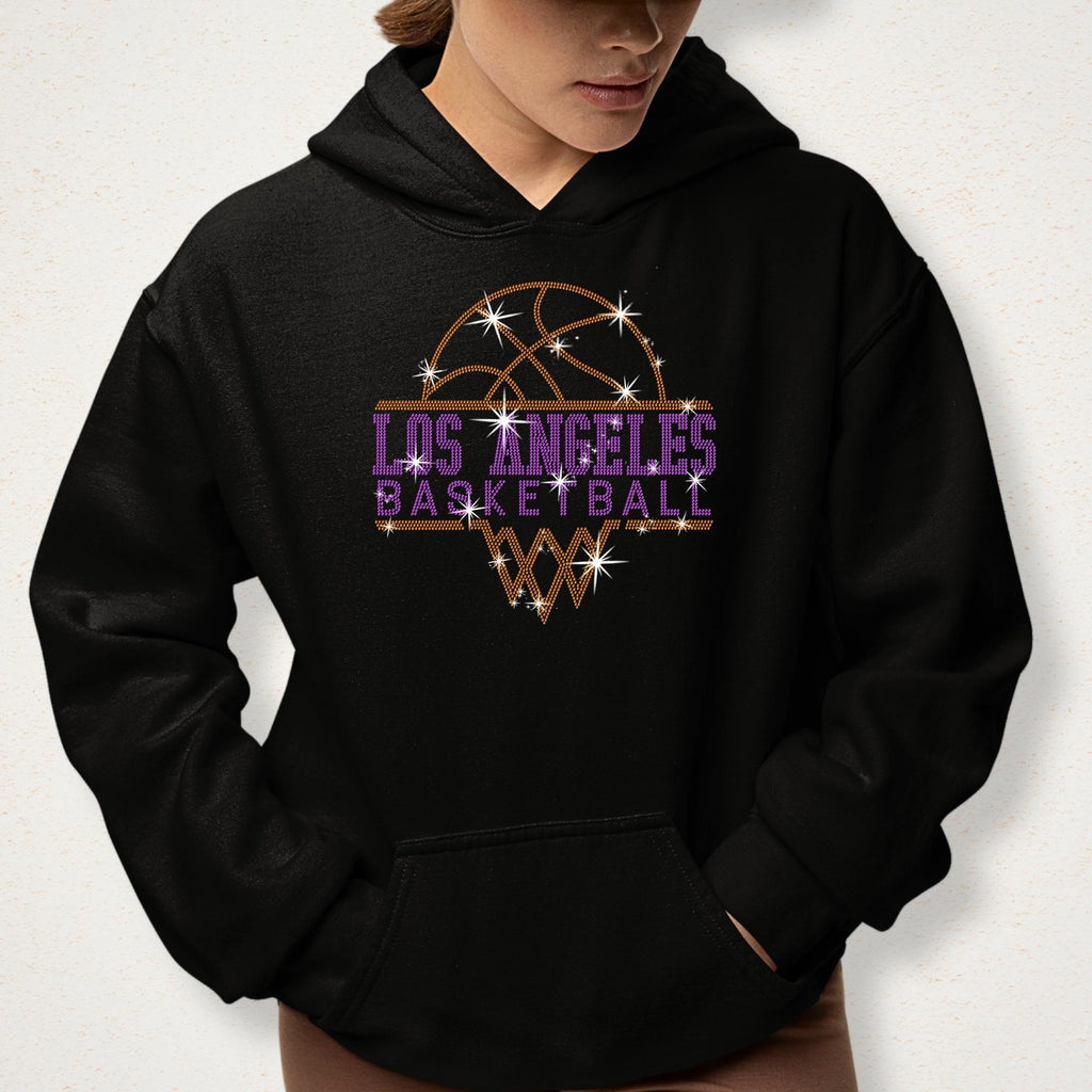 Los Angeles Basketball Team Rhinestone Shirt: Women's Basketball Game Day Bling Tee