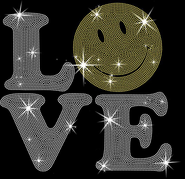 Cute Love-Smile Emoji Rhinestone Shirt: Sparkling Hoodie for Valentine