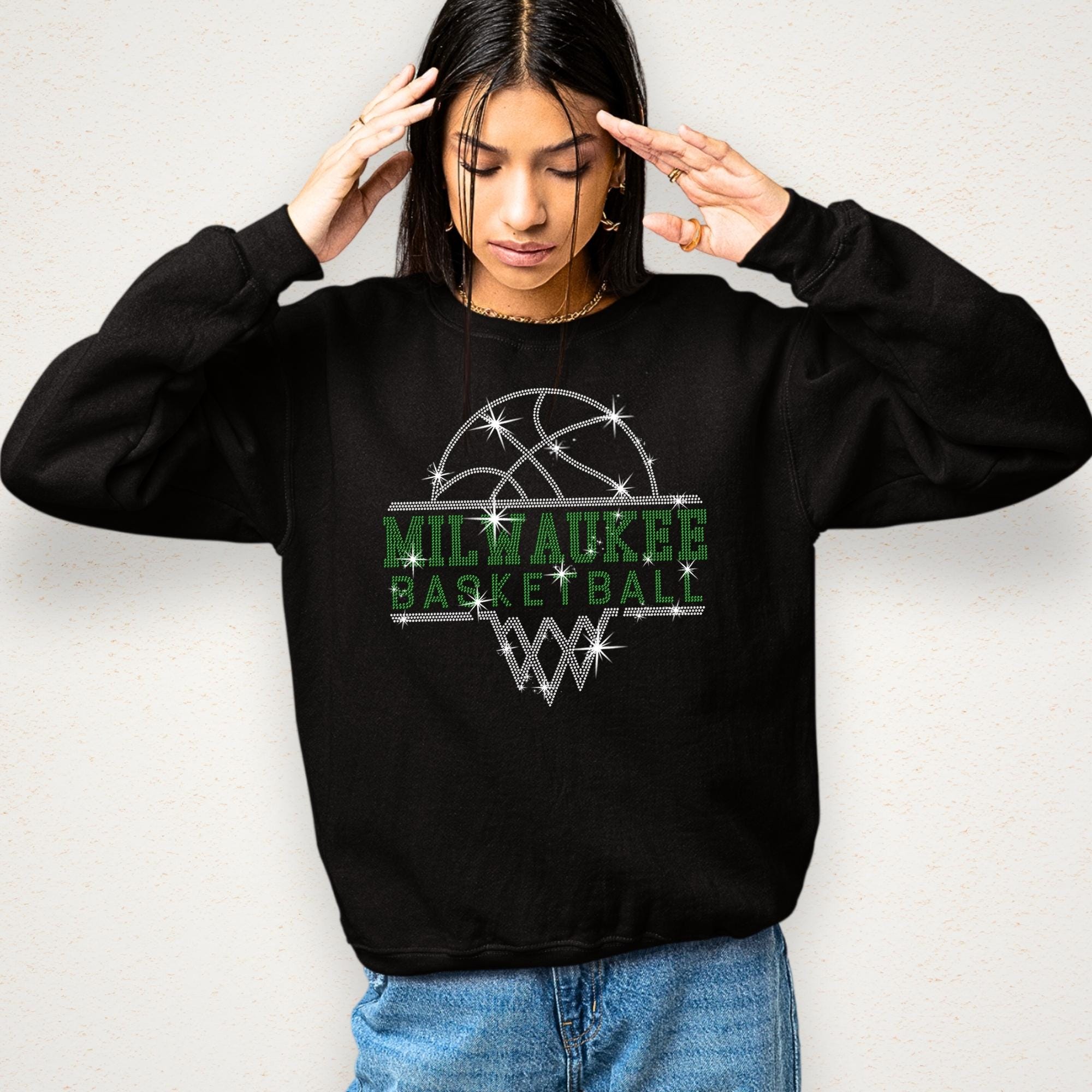 Milwaukee Basketball Sports Team Rhinestone Shirt: Basketball Team Fans Sweatshirt