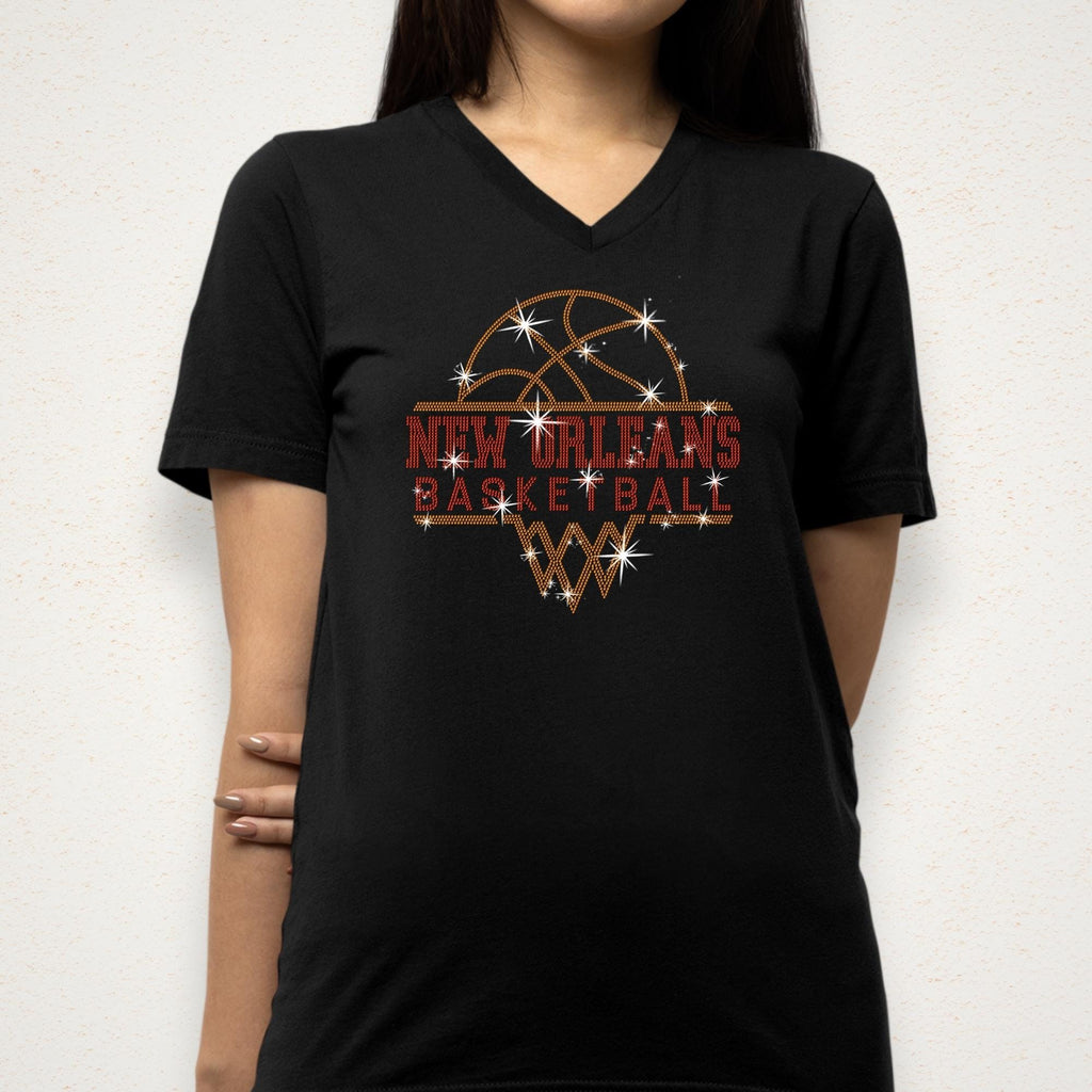 New Orleans Basketball Sports Team Rhinestone Shirt: Basketball Game Day Bling Outfit