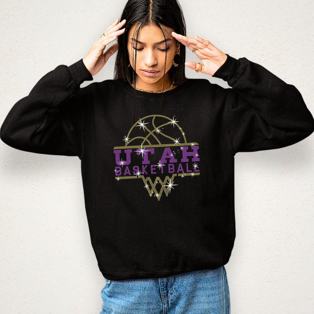 Utah Basketball Sports Team Rhinestone T-shirt: Basketball Fans Game Day Cheering Shirt