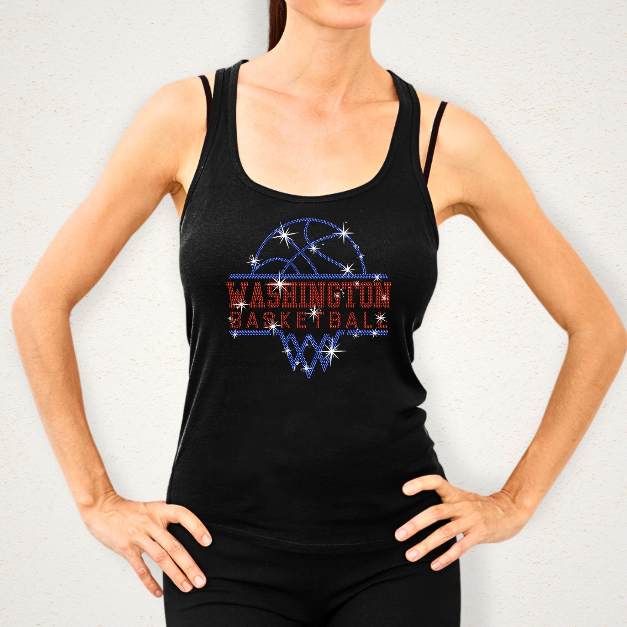Washington Basketball Sports Team Rhinestone T-shirt: Basketball Celebration Bling Shirt Secondary image