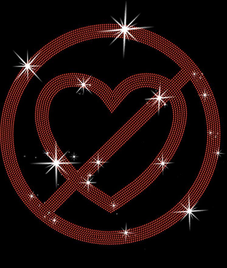 No Love Sign Rhinestone Shirt: Sparkling Sweatshirt for Singles