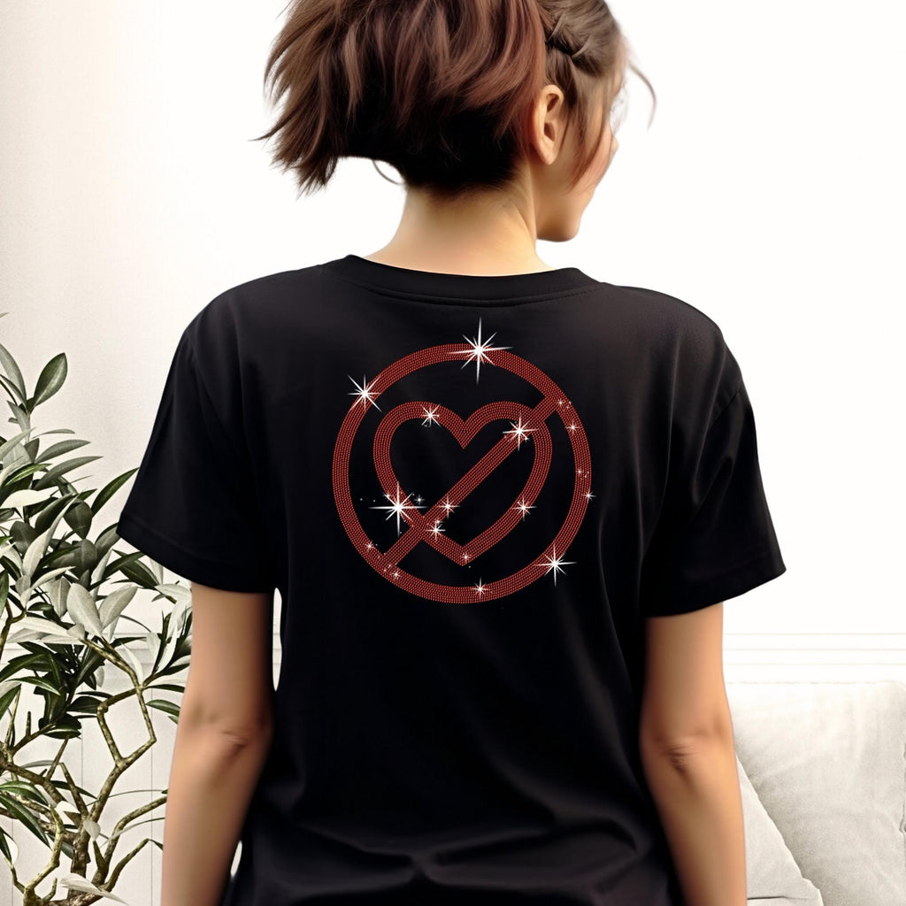 No Love Sign Rhinestone Shirt: Sparkling Sweatshirt for Singles