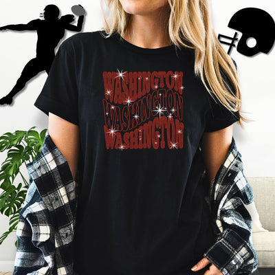 Washington Rhinestone Shirt: Sunday Day Football Match Bling Tee