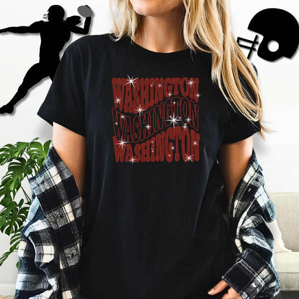 Washington Rhinestone Shirt: Sunday Day Football Match Bling Tee