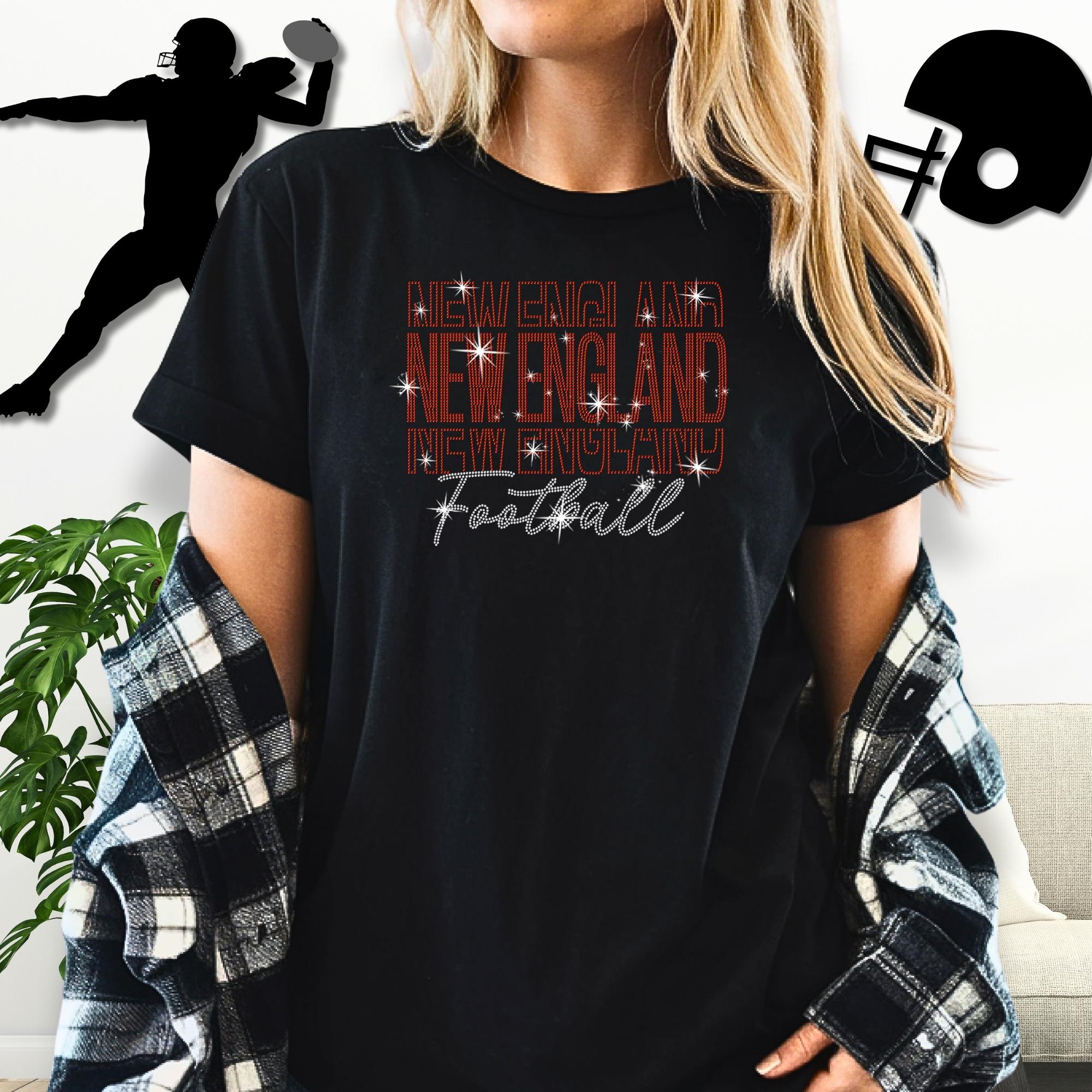 Rhinestone Football Gameday Shirt: New England Fan Apparel Main image