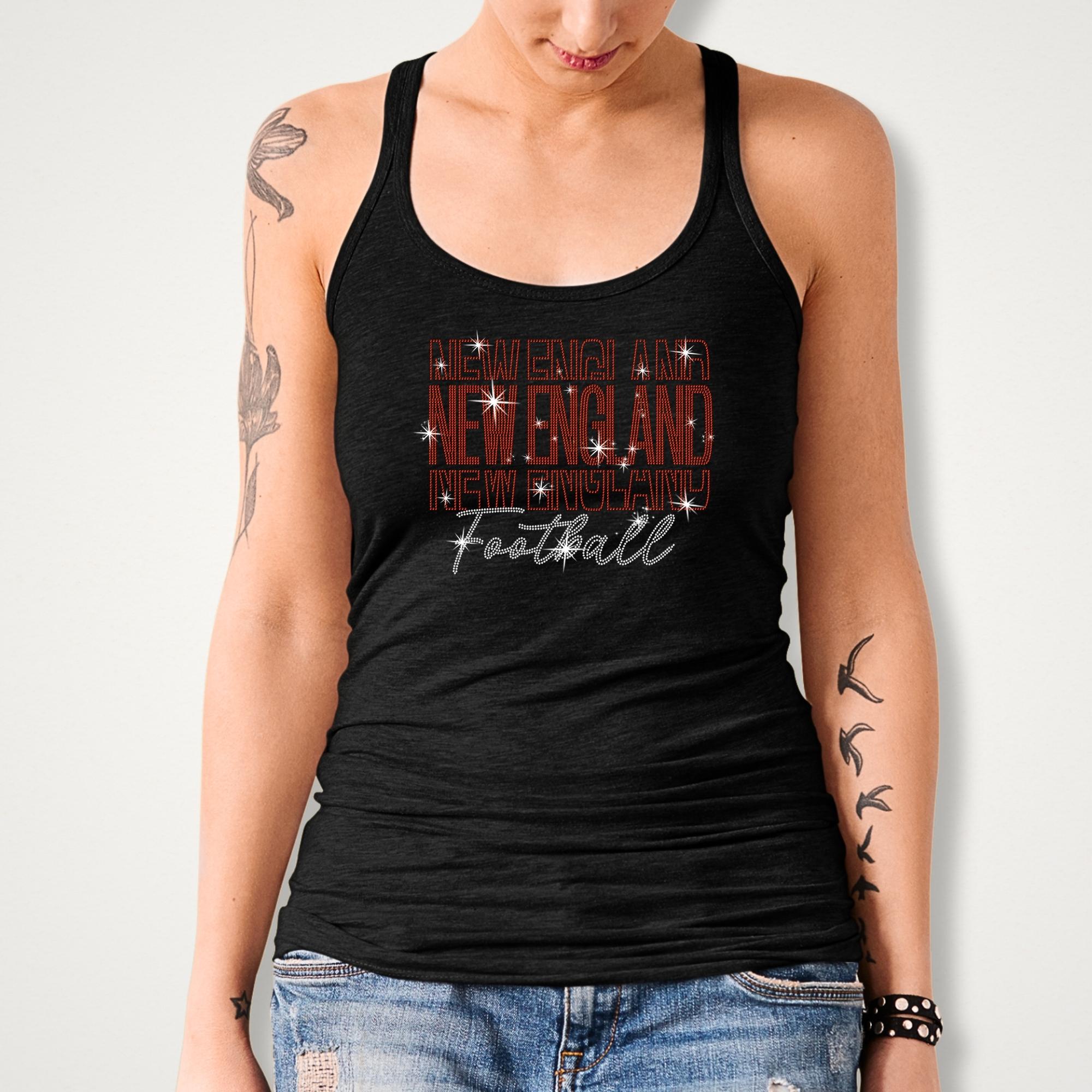 Rhinestone Football Gameday Shirt: New England Fan Apparel Secondary image