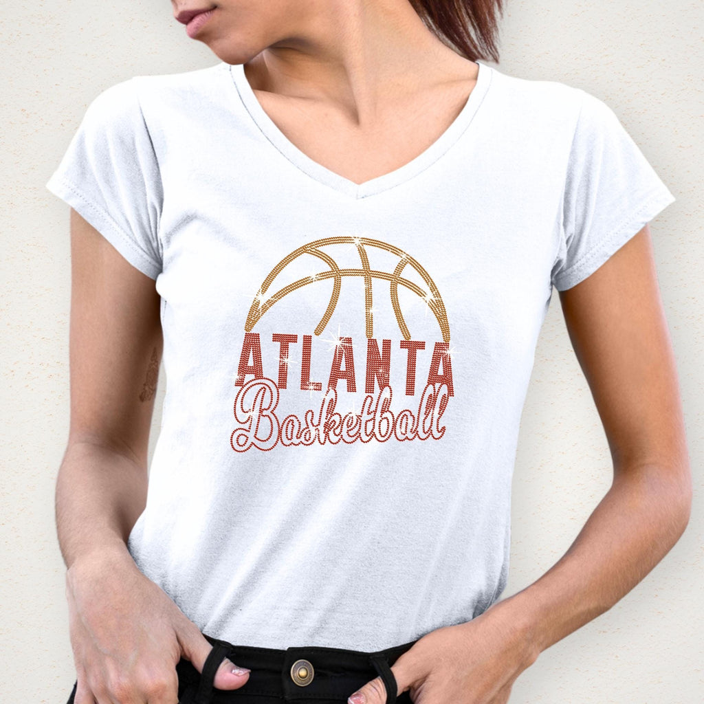 Atlanta Basketball Rhinestone T-Shirt: Cool Basketball Mom Shirt