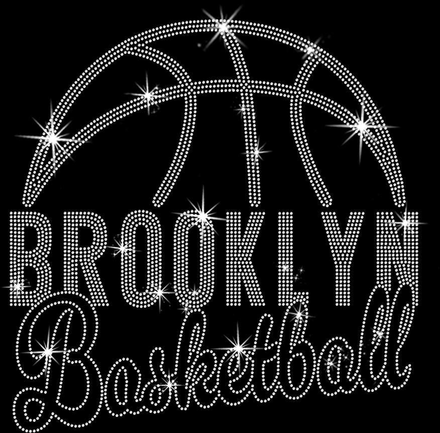 Brooklyn Basketball Rhinestone T-Shirt: Basketball Team Fans Bling Tee