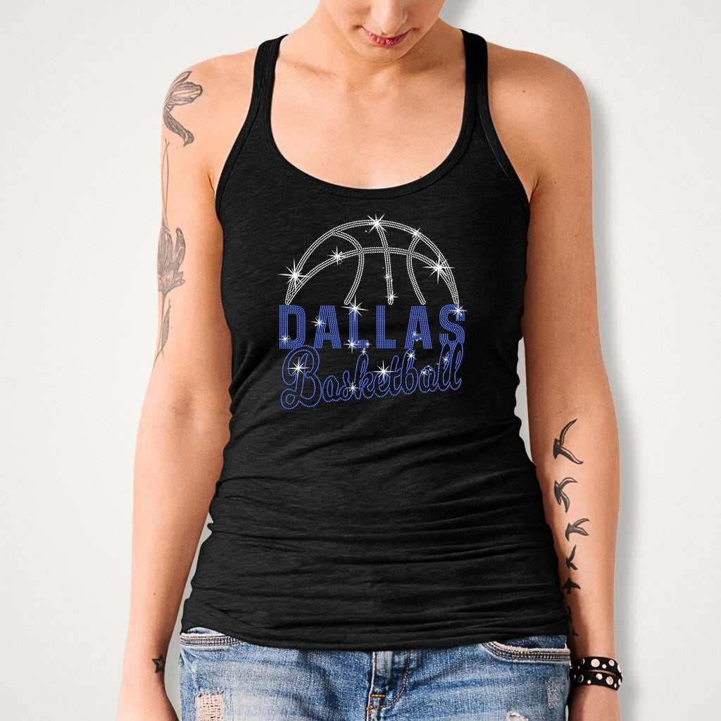 Dallas Basketball Rhinestone Shirt: Basketball Game Day Sparkle Tee