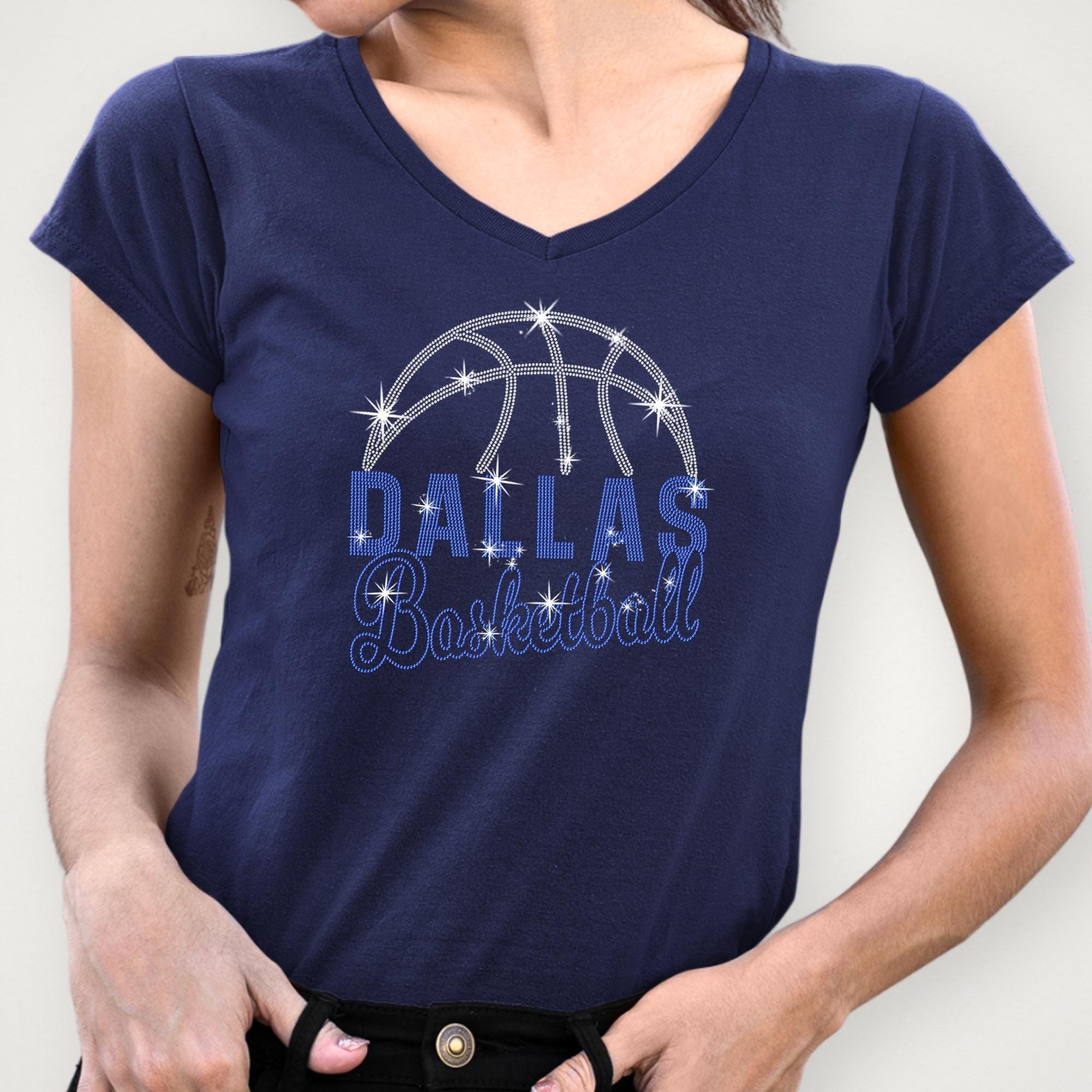 Dallas Basketball Rhinestone Shirt: Basketball Game Day Sparkle Tee