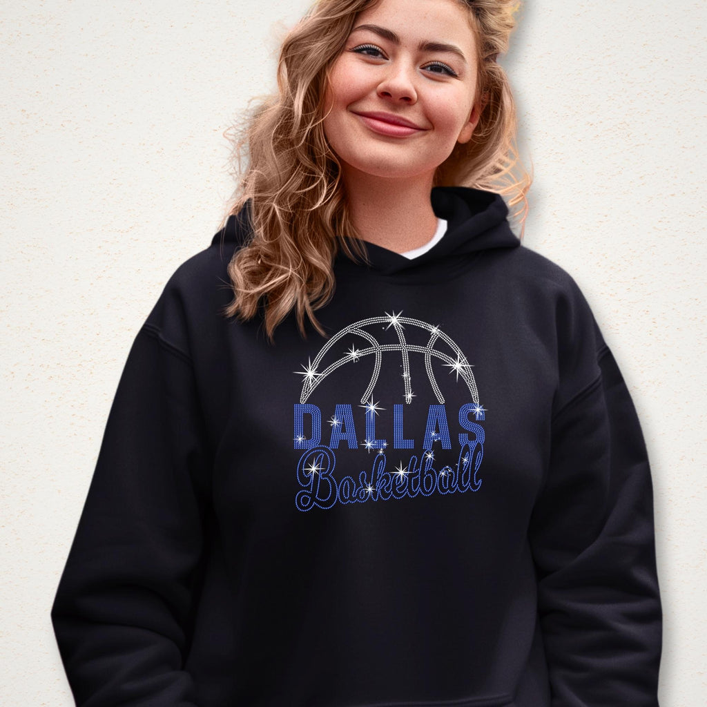 Dallas Basketball Rhinestone Shirt: Basketball Game Day Sparkle Tee