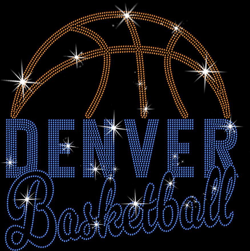 Denver Basketball Rhinestone T-Shirt: Basketball Sparkly Team Fan Shirt