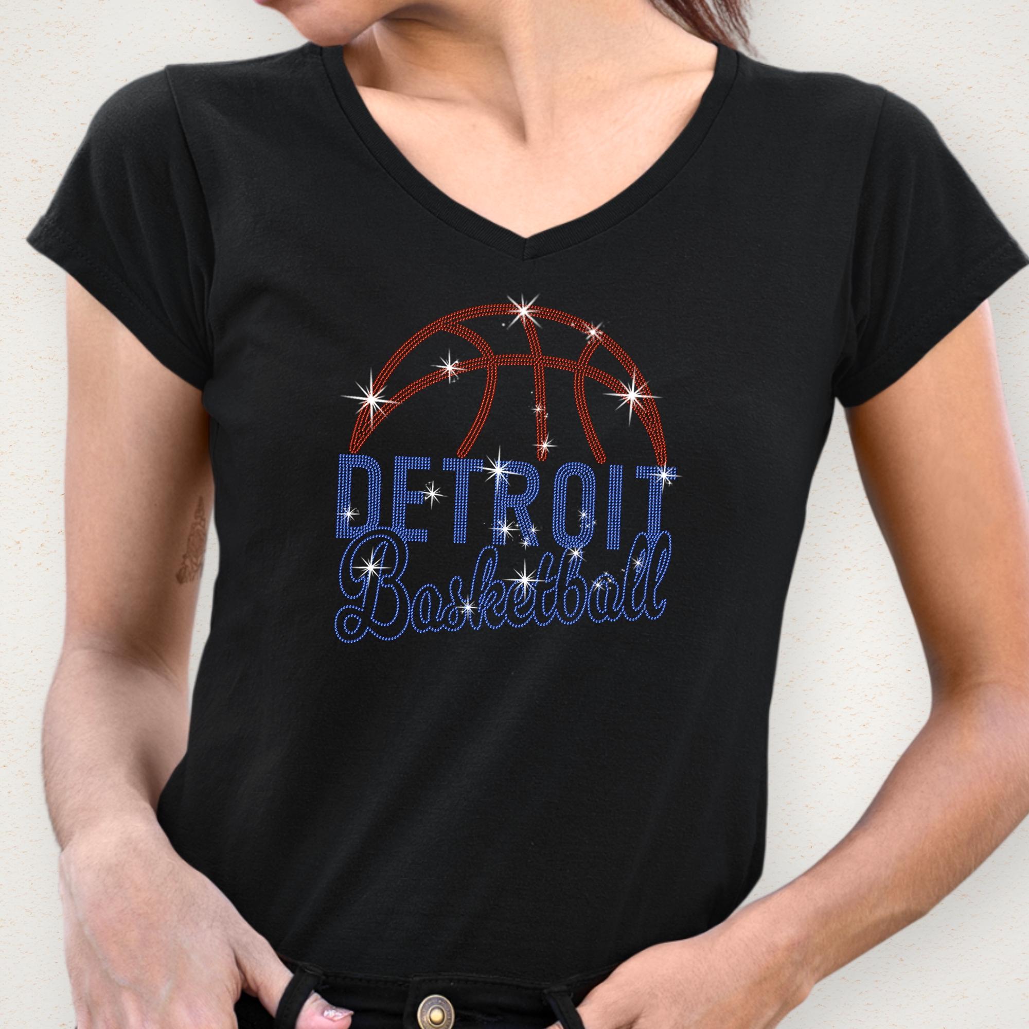 Detroit Basketball Rhinestone Shirt: Sports Lover Bling Tee Secondary image