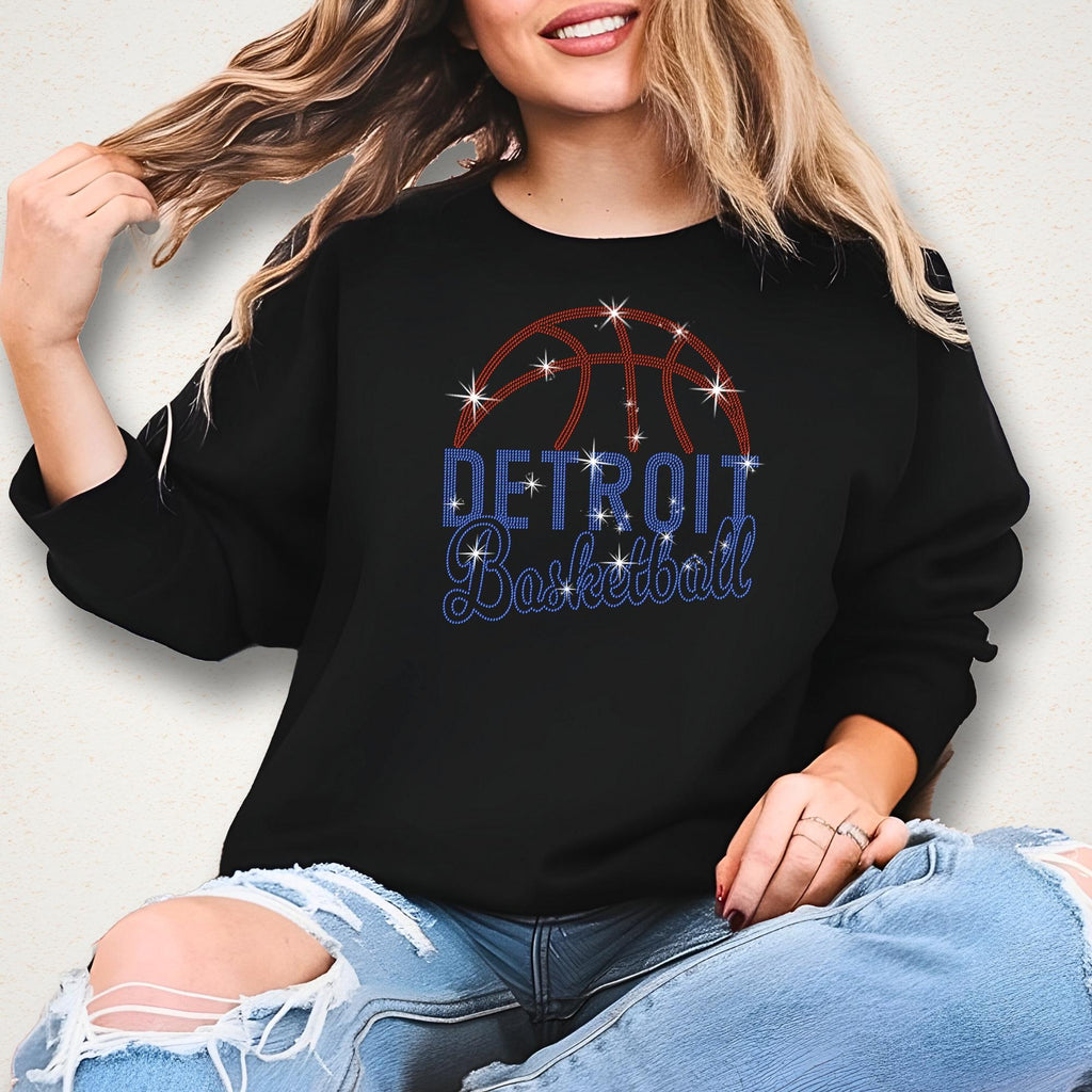 Detroit Basketball Rhinestone Shirt: Sports Lover Bling Tee