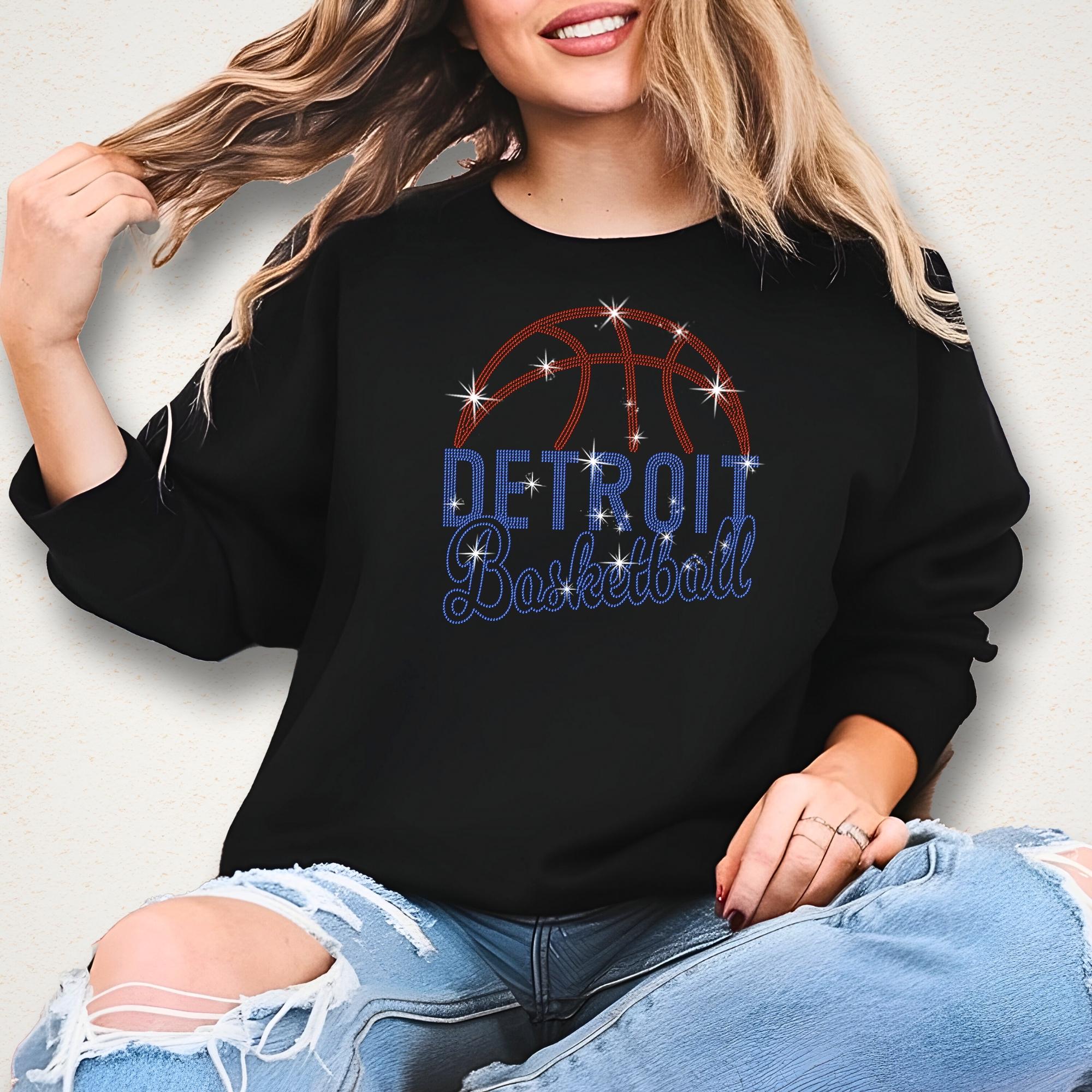 Detroit Basketball Rhinestone Shirt: Sports Lover Bling Tee