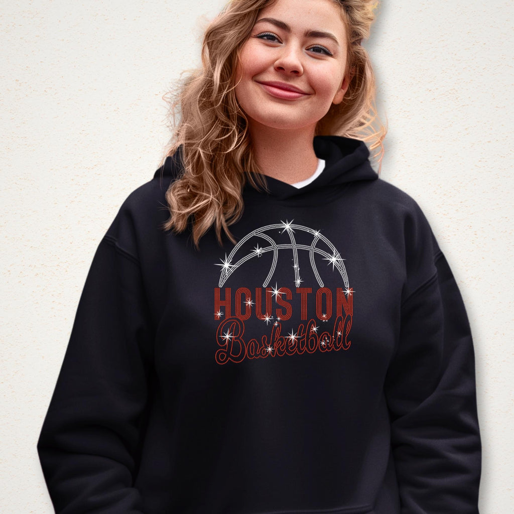 Houston Basketball Rhinestone Shirt: Sparkly Vintage Basketball Streetwear