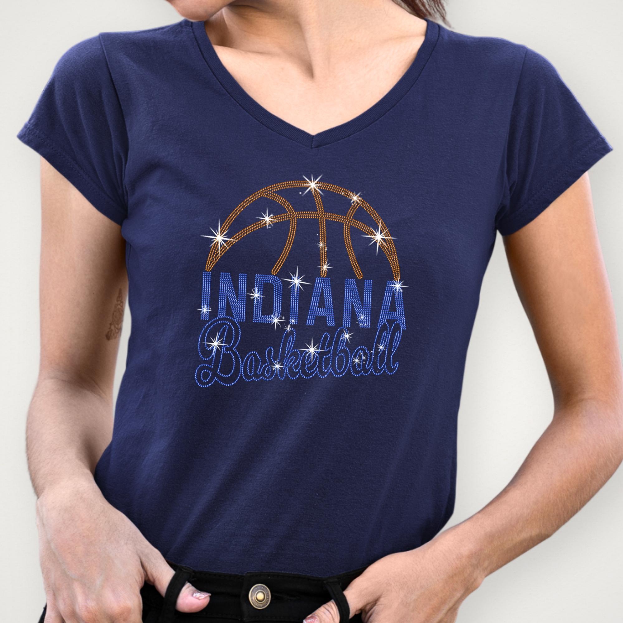 Indiana Basketball Rhinestone Shirt: Women's Sports Sparkle Tee