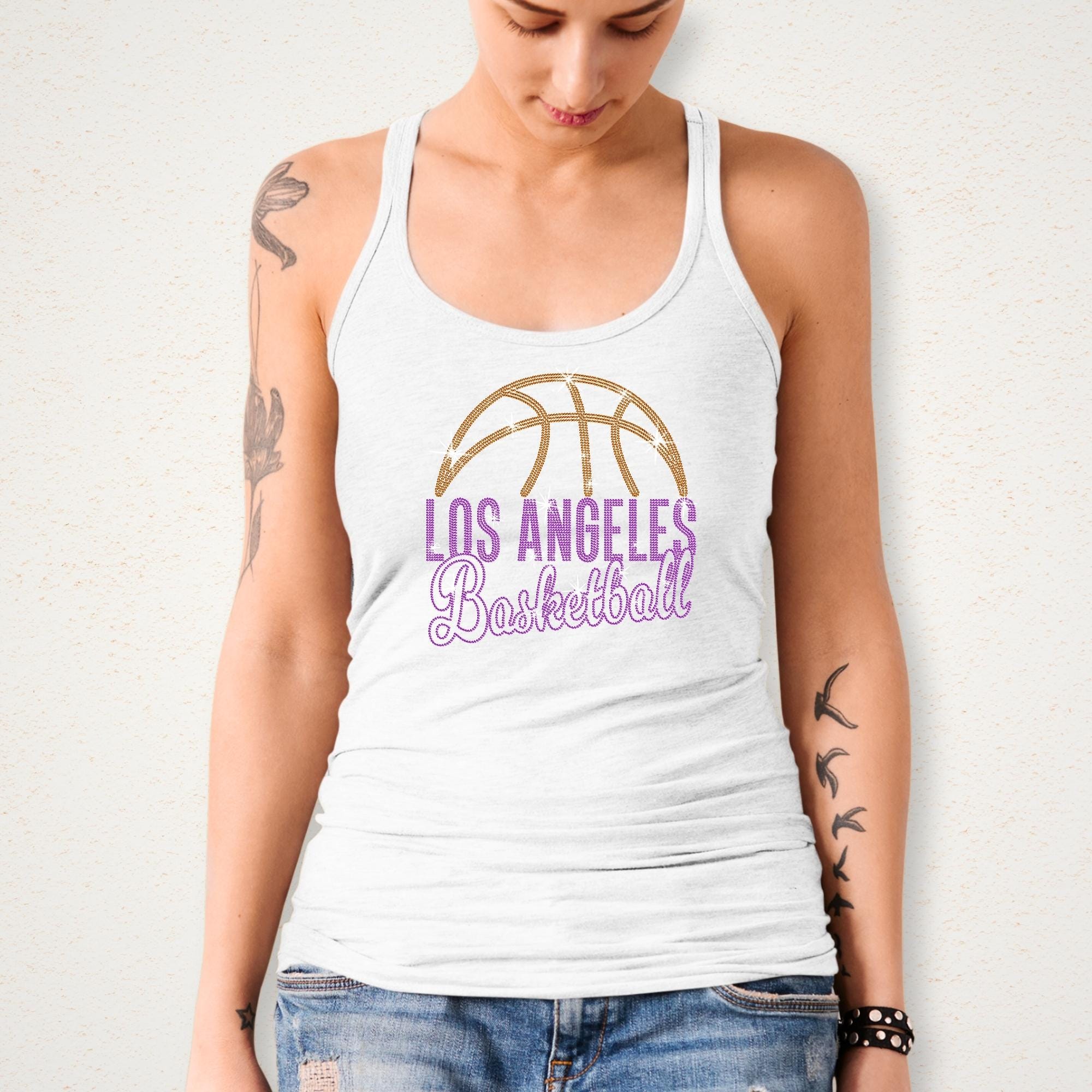 Los Angeles Basketball Rhinestone Shirt: Basketball Sports Season Fashion Aesthetic Top