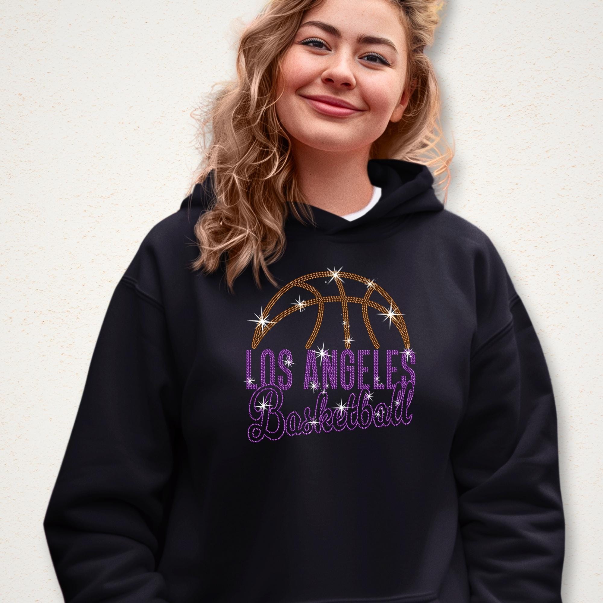 Los Angeles Basketball Rhinestone Shirt: Basketball Sports Season Fashion Aesthetic Top