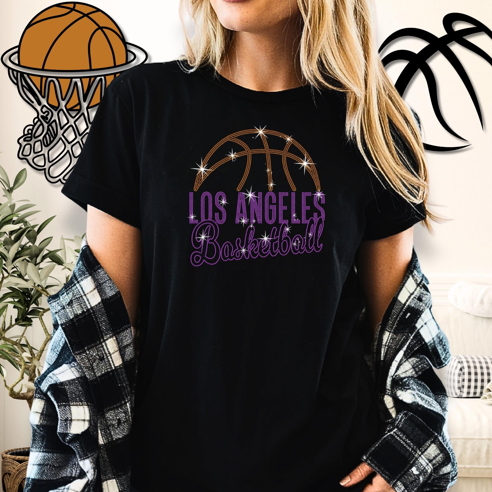 Los Angeles Basketball Rhinestone Shirt: Basketball Sports Season Fashion Aesthetic Top Main image