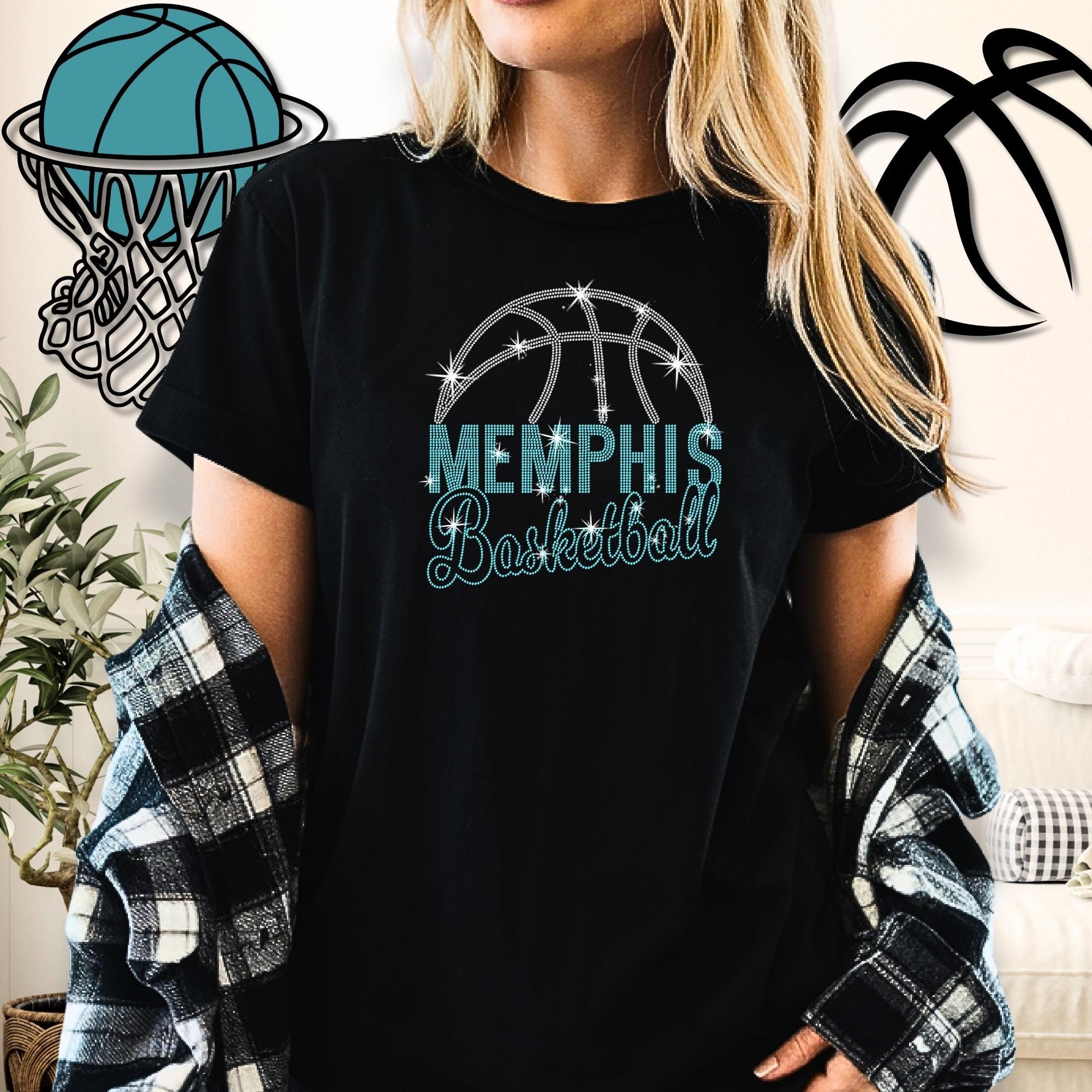 Memphis Basketball Rhinestone T-shirt: Soft and Cozy Tailgating Shirt Main image