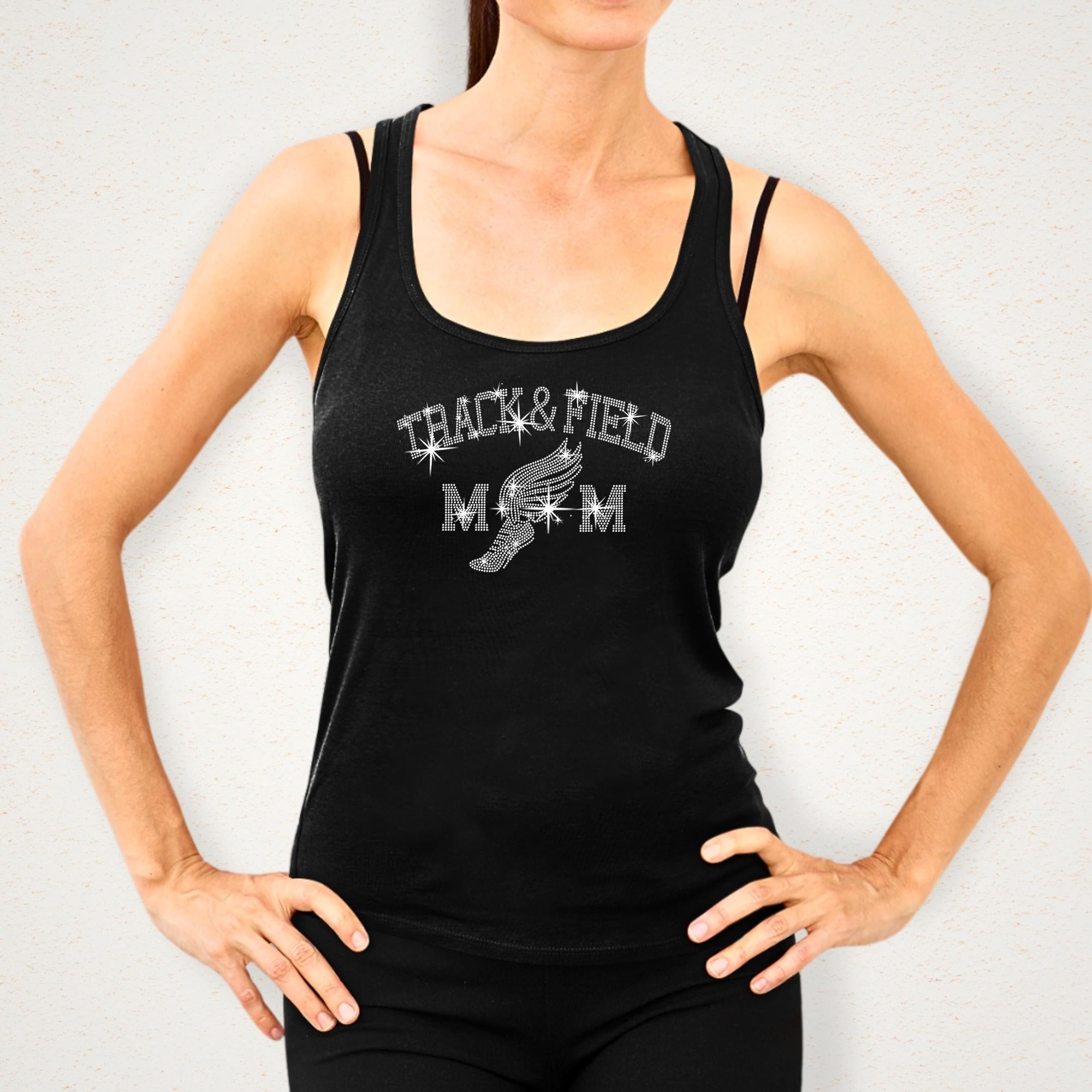 Track and Field Mom Rhinestone Shirt: Running Mom Bling Tee Secondary image