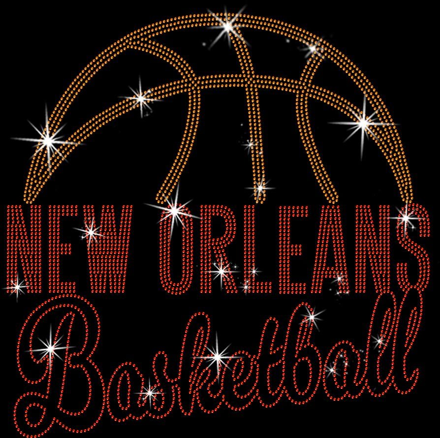 New Orleans Basketball Rhinestone T-Shirt: Basketball Team Fans Bling Shirt