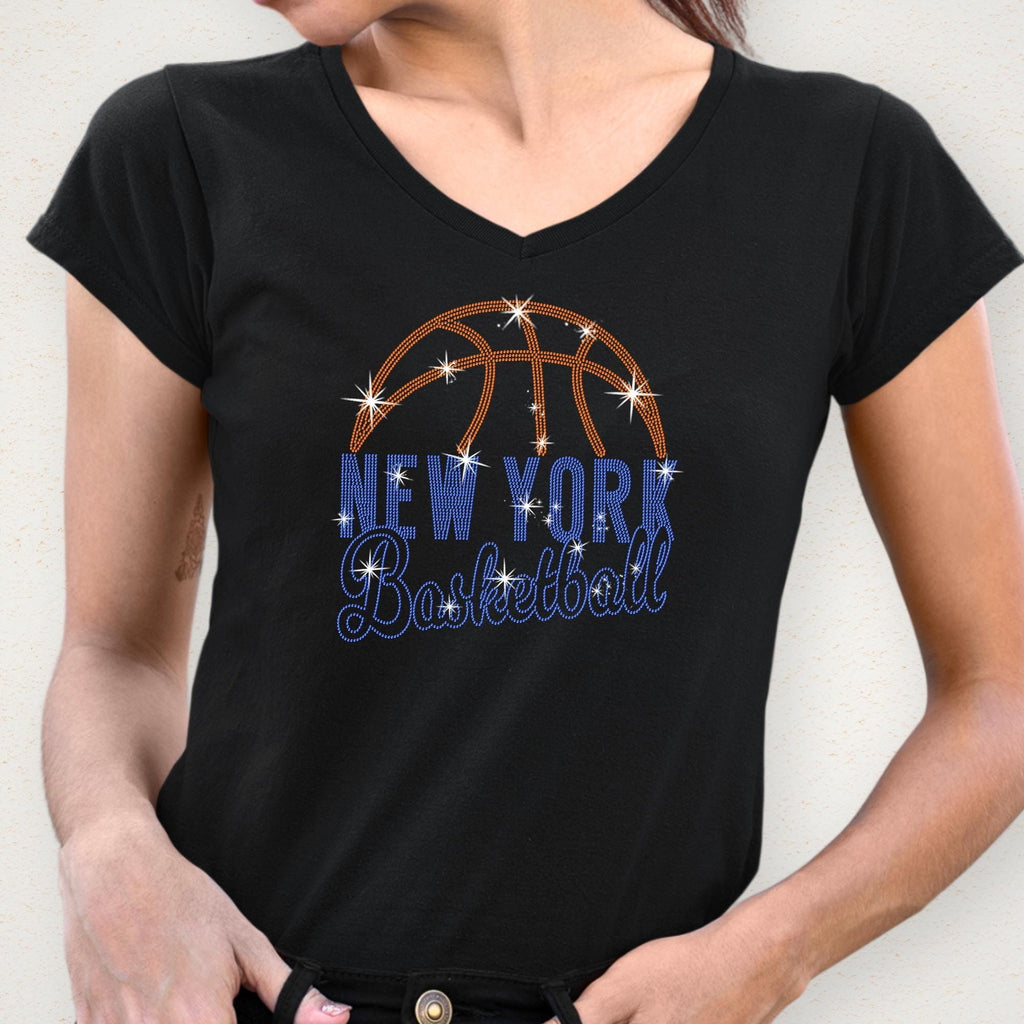 New York Basketball Rhinestone T-Shirt: Perfect Gift for Basketball Lovers