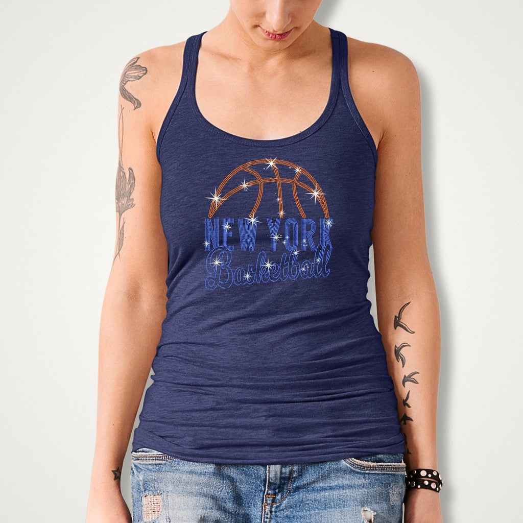 New York Basketball Rhinestone T-Shirt: Perfect Gift for Basketball Lovers